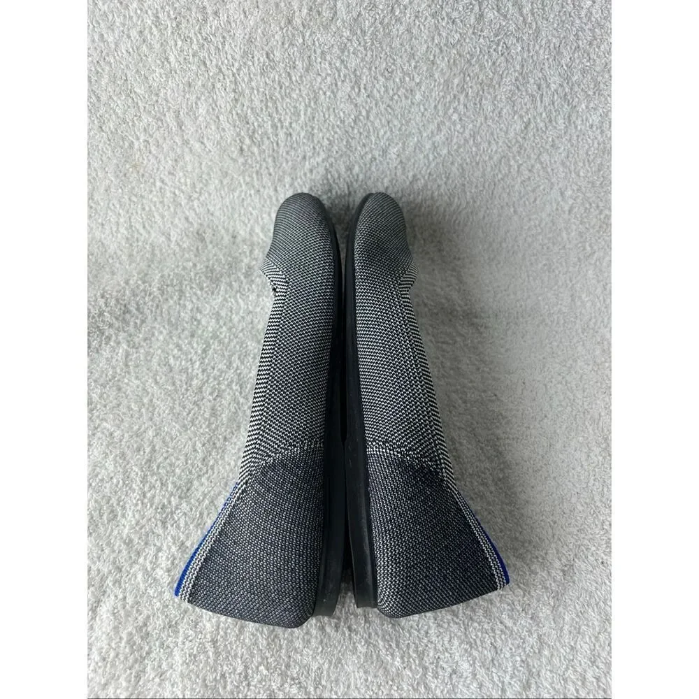 Rothys cloud gray bird’s eye round flat Navy print size 8.5 - Picture 3 of 5